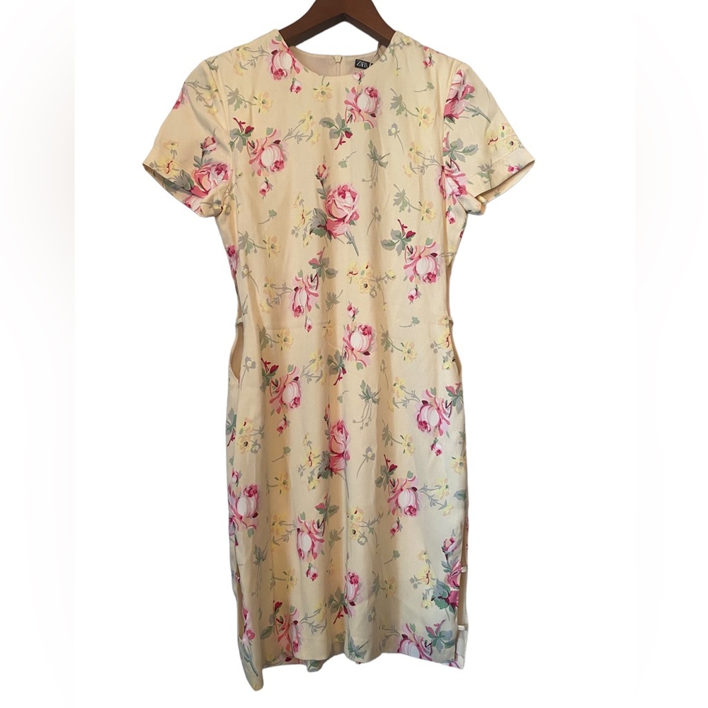 Zara Short Sleeve Yellow Floral Dress